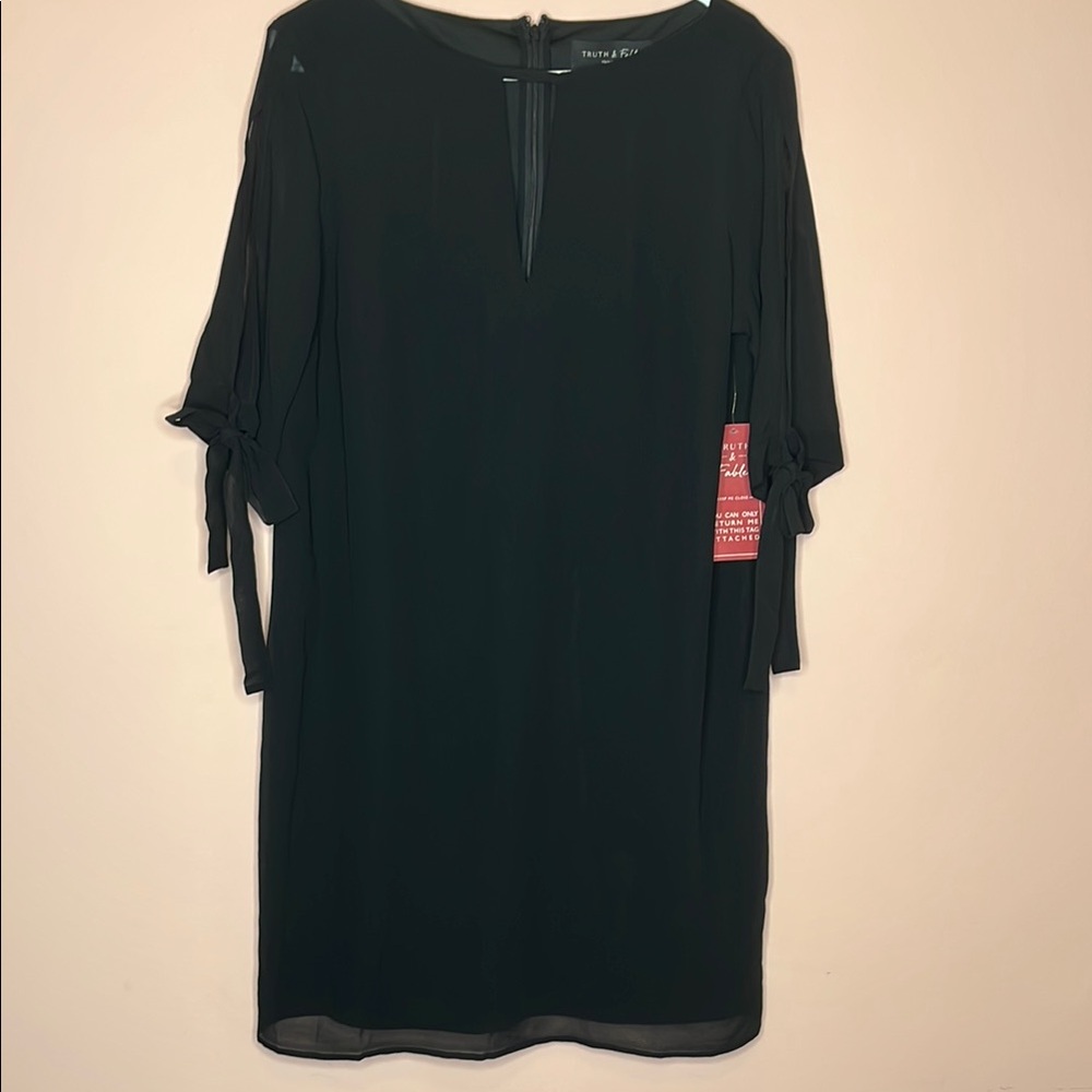Truth & Fable Black Cold Shoulder Sheath Dress Dolman Sleeves